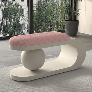 Curve Shoe Changing Stool with Luxurious Lamb Wool Cushion-Bench