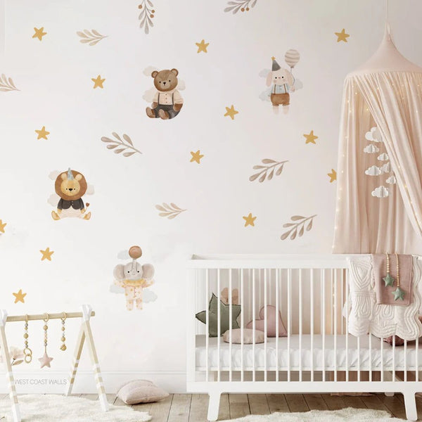 Cute Cartoon Animal Wall Sticker for Baby Girl Room Decor-