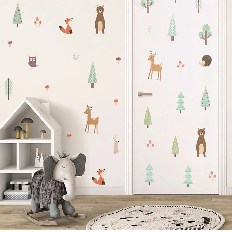 Cute Cartoon Bear &amp; Rabbit Nursery Wall Decals - Removable Kids Room Stickers-
