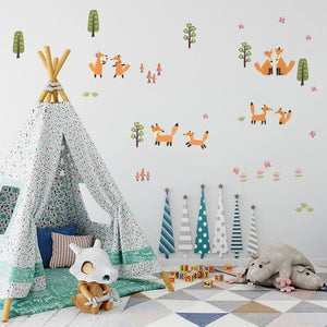 Cute Cartoon Bear &amp; Rabbit Nursery Wall Decals - Removable Kids Room Stickers-