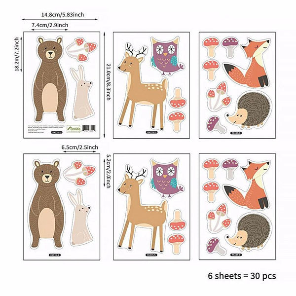 Cute Cartoon Bear &amp; Rabbit Nursery Wall Decals - Removable Kids Room Stickers-