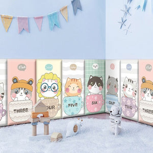 Cute Kitten Friends Kids Wall Padded Safety Cushions-Anti Collision Padded Wall Stickers