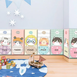 Cute Kitten Friends Kids Wall Padded Safety Cushions-Anti Collision Padded Wall Stickers