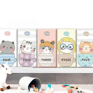 Cute Kitten Friends Kids Wall Padded Safety Cushions-Anti Collision Padded Wall Stickers