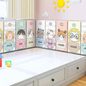Cute Kitten Friends Kids Wall Padded Safety Cushions-Anti Collision Padded Wall Stickers