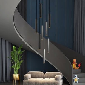 Cylindrical Pendant Staircase Chandelier-Staircase Chandelier