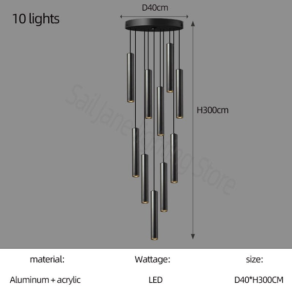 Cylindrical Pendant Staircase Chandelier-Staircase Chandelier