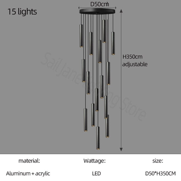 Cylindrical Pendant Staircase Chandelier-Staircase Chandelier