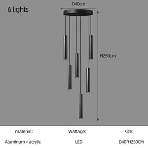 Cylindrical Pendant Staircase Chandelier-Staircase Chandelier