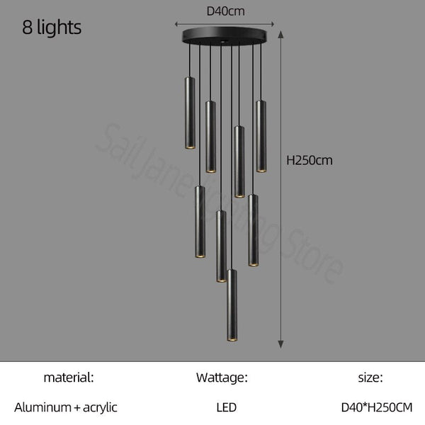 Cylindrical Pendant Staircase Chandelier-Staircase Chandelier