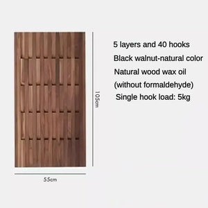 Dark Wallnut Wood Piano Wall Hanging Coats Organiser-Drying Racks & Hangers