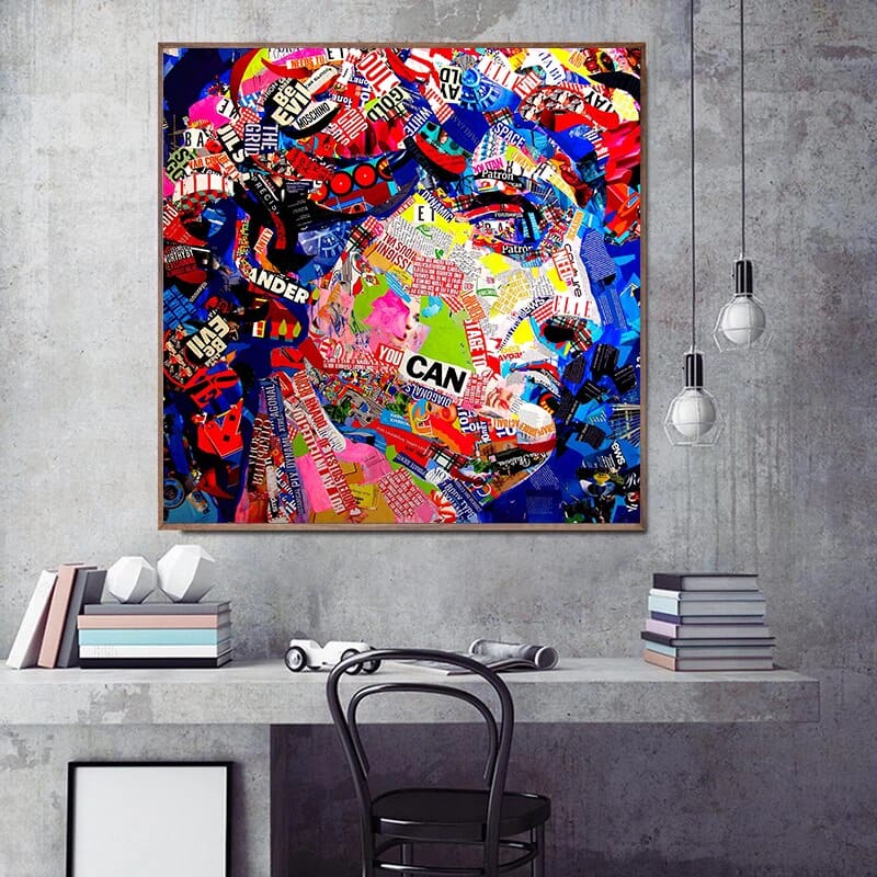 David Head Sculpture Graffiti Canvas Wall Art-Wall Posters