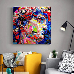 David Head Sculpture Graffiti Canvas Wall Art-Wall Posters