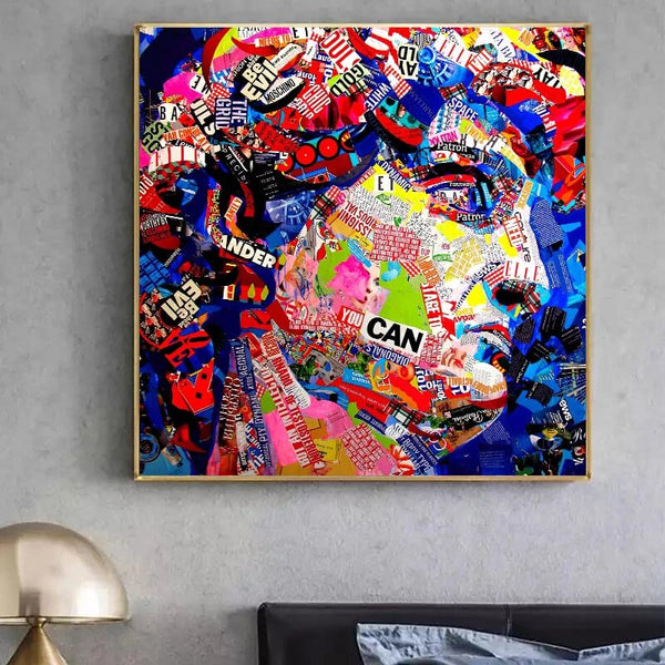 David Head Sculpture Graffiti Canvas Wall Art-Wall Posters