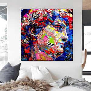 David Head Sculpture Graffiti Canvas Wall Art-Wall Posters