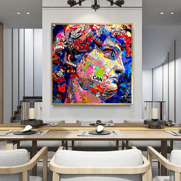 David Head Sculpture Graffiti Canvas Wall Art-Wall Posters