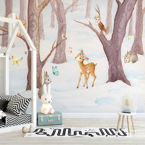 Deer in Winter Wonderland Wallpaper-Kids Room Wallpaper