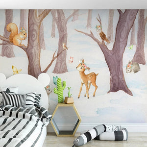 Deer in Winter Wonderland Wallpaper-Kids Room Wallpaper