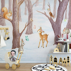 Deer in Winter Wonderland Wallpaper-Kids Room Wallpaper