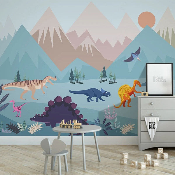 Dino Dreamland Wallpaper-Kids Room Wallpaper