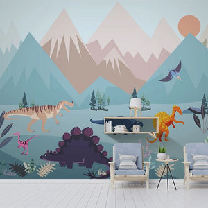 Dino Dreamland Wallpaper-Kids Room Wallpaper