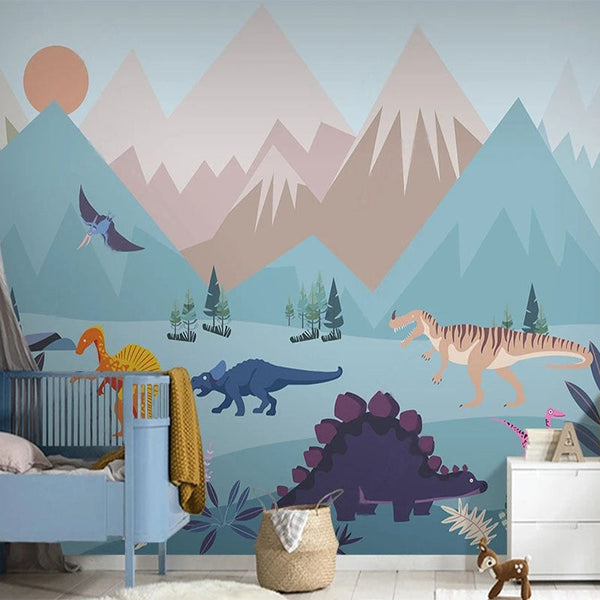 Dino Dreamland Wallpaper-Kids Room Wallpaper