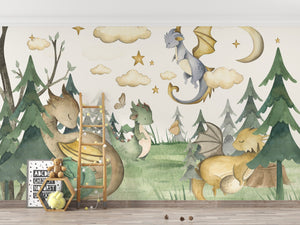Dino Kingdom - Kids Room Wallpaper Mural-Kids Room Wallpaper