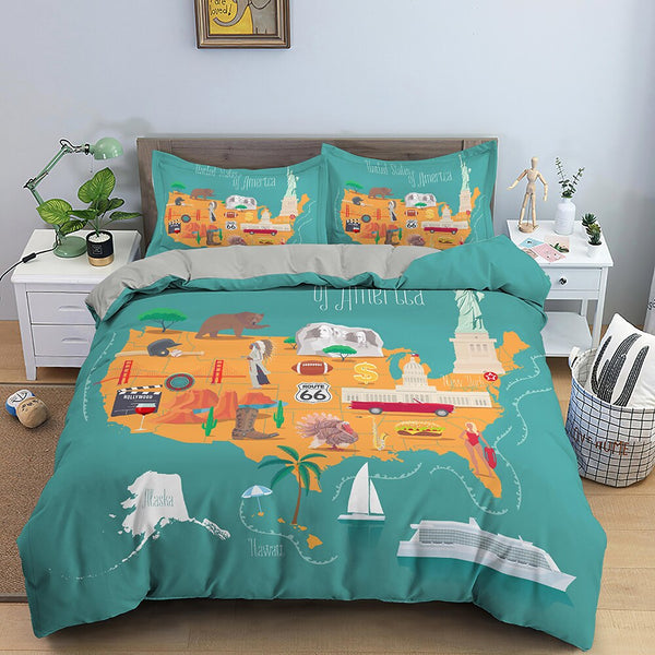 Discover World Map Bedding Set: High Quality and Stylish-Bedding Set Kids