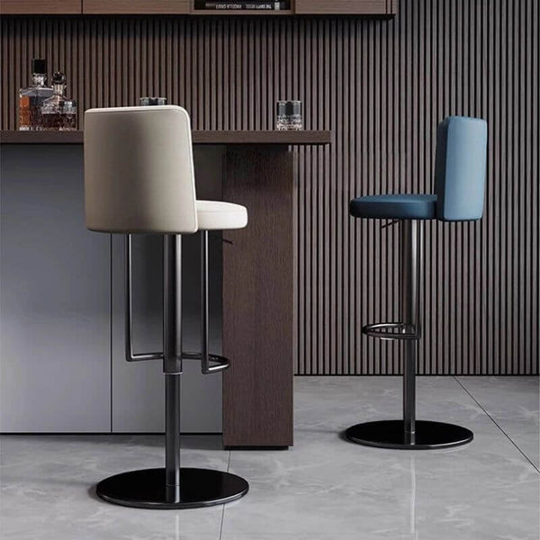 Disk Base Leather Adjustable Bar Stool-Bar Stools