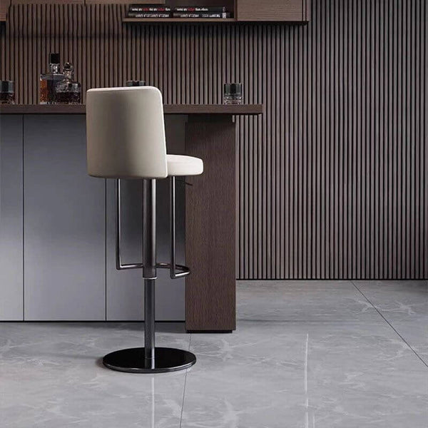 Disk Base Leather Adjustable Bar Stool-Bar Stools