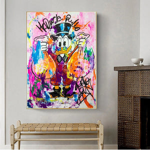 Donald Duck Rich Money Canvas Wall Art-Wall Posters