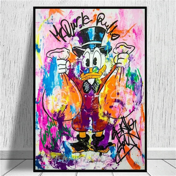 Donald Duck Rich Money Canvas Wall Art-Wall Posters