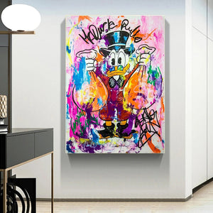 Donald Duck Rich Money Canvas Wall Art-Wall Posters