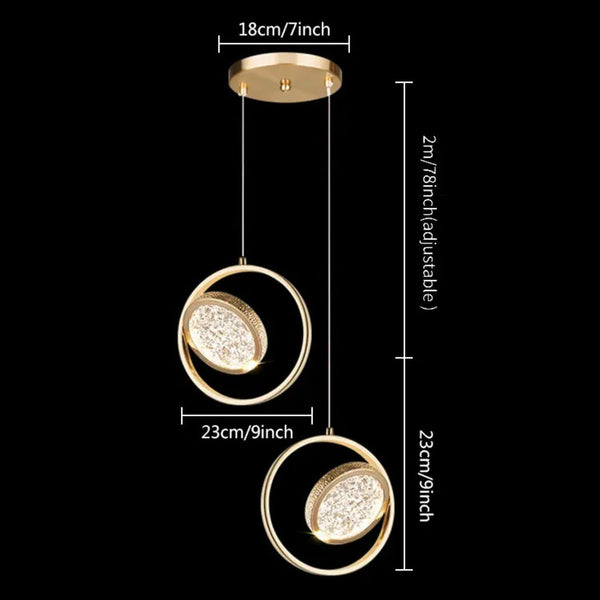 Double Rings Staircase Chandelier: Luxury Lighting Fixture-Staircase Chandelier