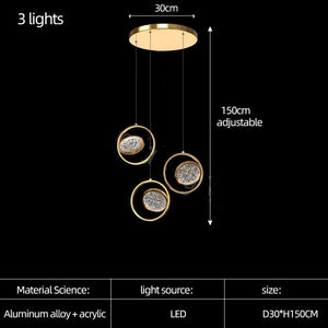 Double Rings Staircase Chandelier: Luxury Lighting Fixture-Staircase Chandelier