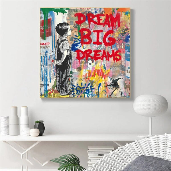 Dream Big Dreams Canvas Wall Art - Famous Banksy Art-Banksy Wall Poster