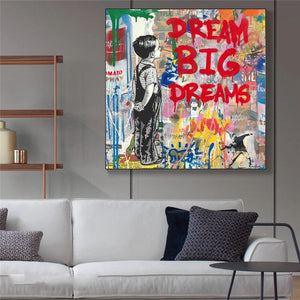 Dream Big Dreams Canvas Wall Art - Famous Banksy Art-Banksy Wall Poster