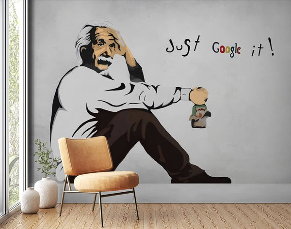 Einstein Just Google it Wallpaper Mural-Premium Wallpapers