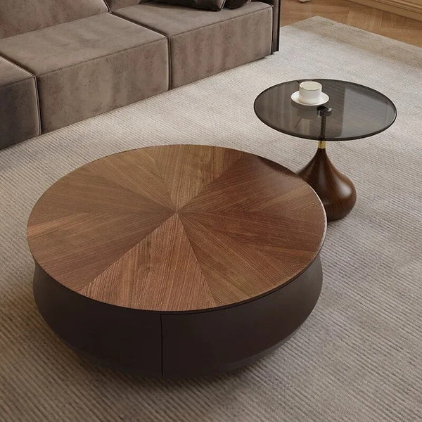 Elegant Sold Wood Corner Coffee Table with Storage-Coffee Table