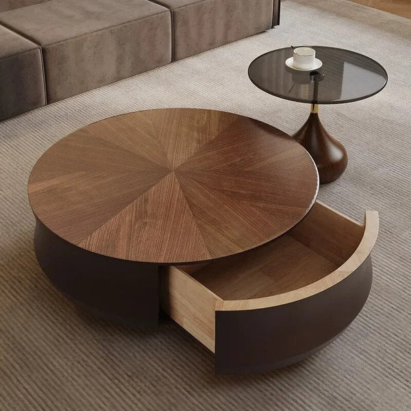Elegant Sold Wood Corner Coffee Table with Storage-Coffee Table