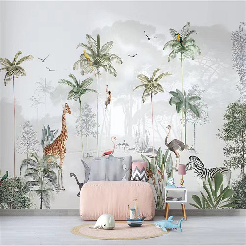 Enchanting Animals in Forest Nursery Wallpaper-Kids Room Wallpaper