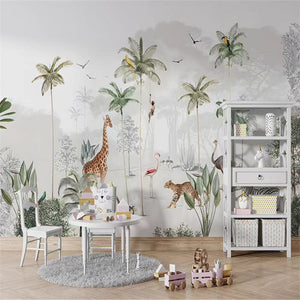 Enchanting Animals in Forest Nursery Wallpaper-Kids Room Wallpaper