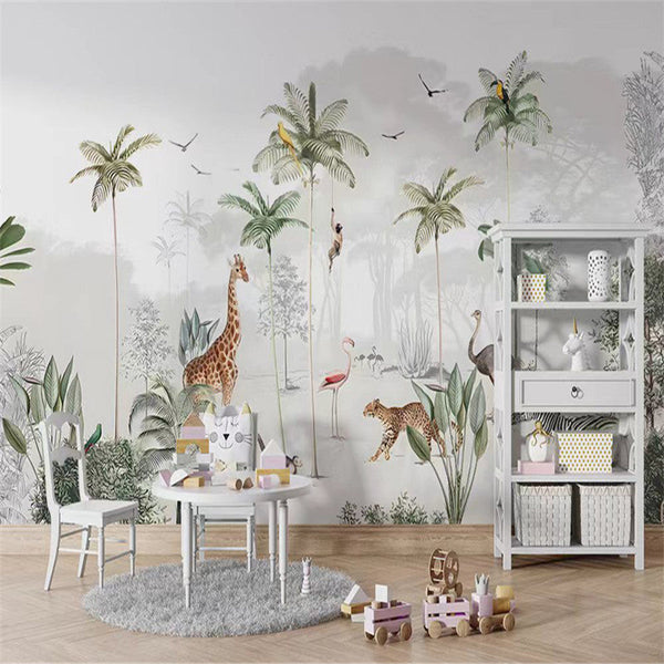 Enchanting Animals in Forest Nursery Wallpaper-Kids Room Wallpaper