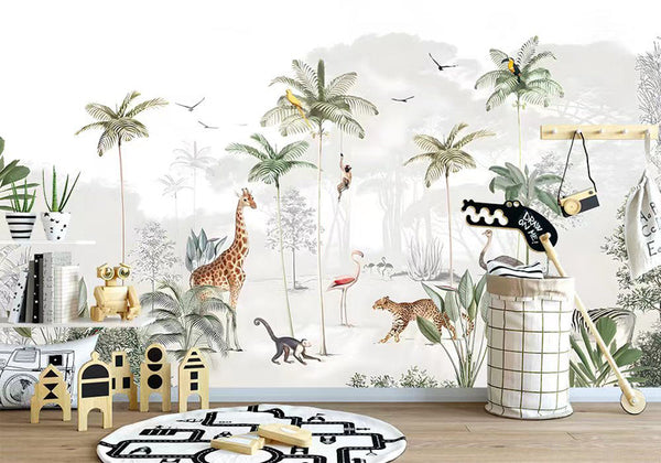 Enchanting Animals in Forest Nursery Wallpaper-Kids Room Wallpaper