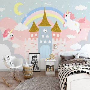 Enchanting Pink Castle Wallpaper-Kids Room Wallpaper