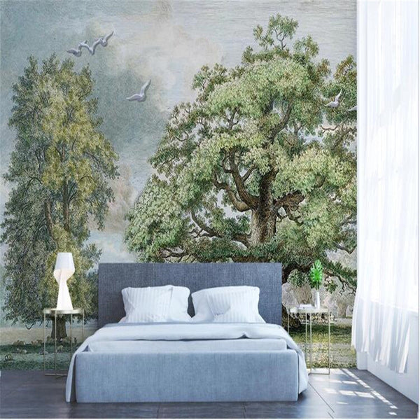 Evergreen Bliss: Bright and Vibrant Tree Scenery Wallpaper-Trees Wallpaper