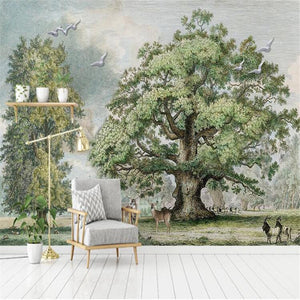 Evergreen Bliss: Bright and Vibrant Tree Scenery Wallpaper-Trees Wallpaper