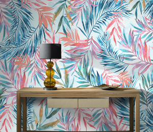 Exotic Watercolour Design Leaves Wallpaper Mural-Flower & Leaf Wallpaper