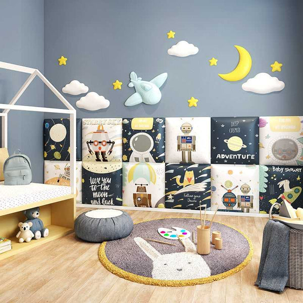 Exploring Astronaut Kids Wall Padded Safety Cushions-Anti Collision Padded Wall Stickers