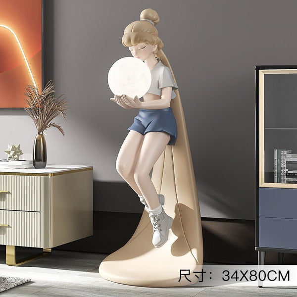 Fashion Girl Figure Statue Sculpture Ornament-Kids Room Nursery Lighting
